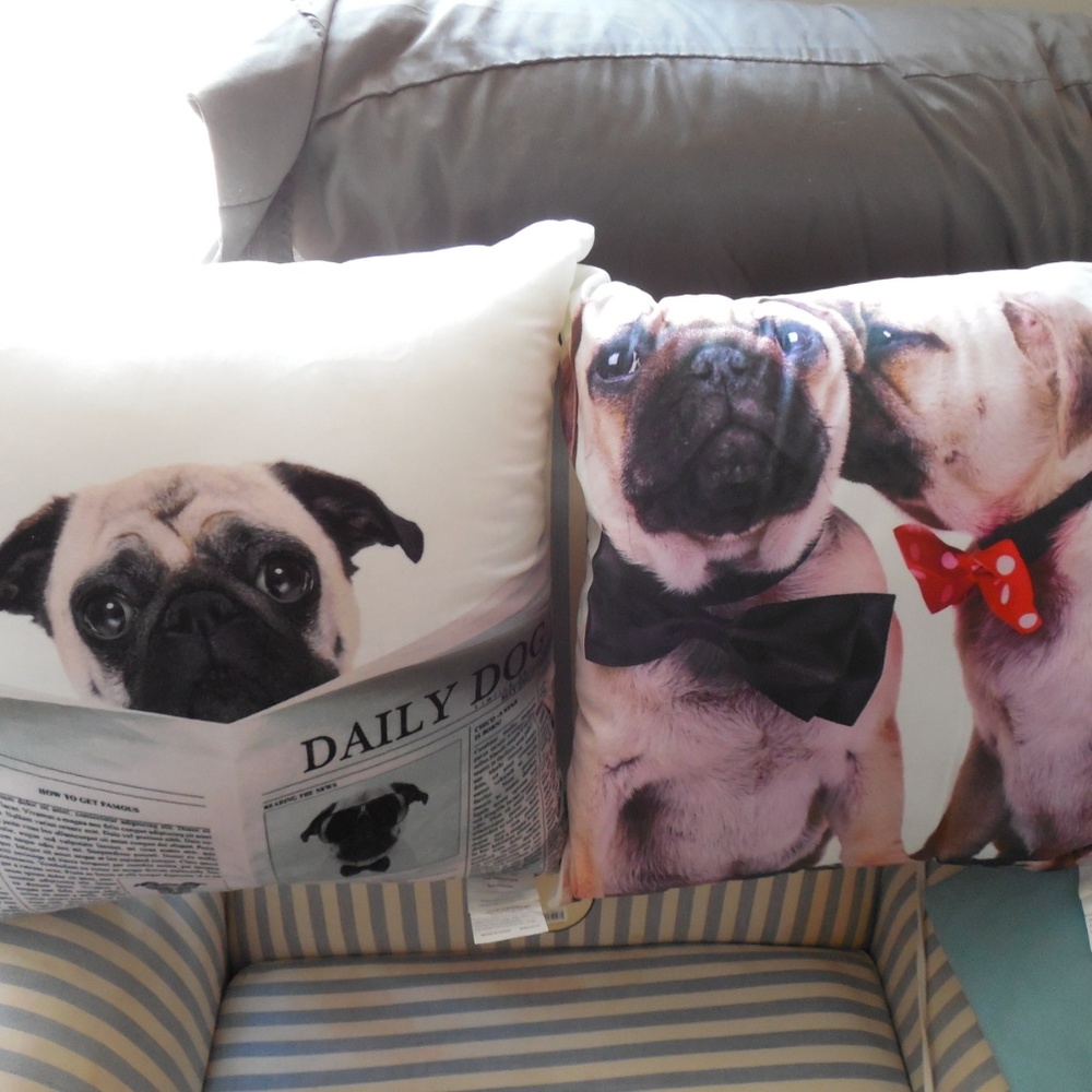 NEW LOT OF 2 SUPER SOFT CUTE PUGS PILLOWS 18"-20"! - Picture 2 of 4